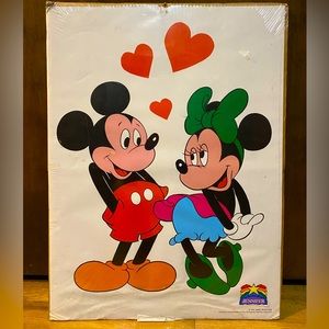 Vintage 1980's Mickey & Minnie Mouse Poster 20" x 16". Still in plastic wrapping